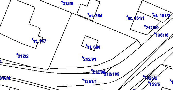 Parcela st. 680 v KÚ Želiv, Katastrální mapa