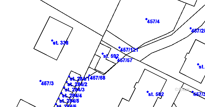 Parcela st. 592 v KÚ Želiv, Katastrální mapa