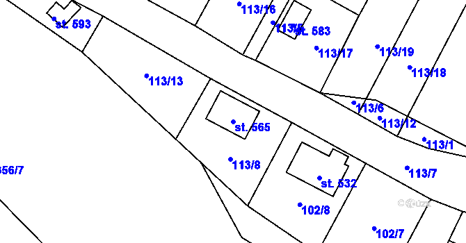 Parcela st. 565 v KÚ Želiv, Katastrální mapa