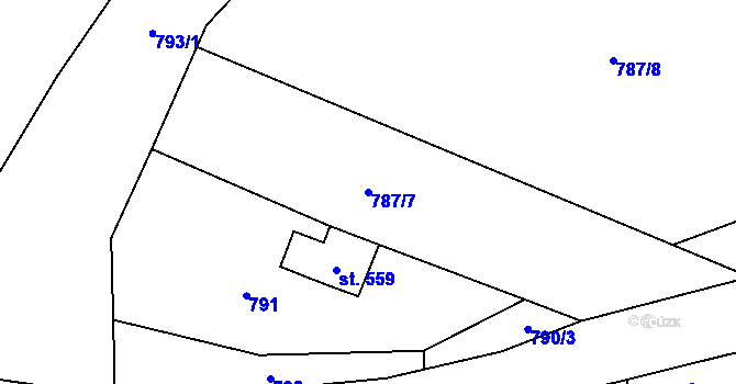 Parcela st. 787/7 v KÚ Želiv, Katastrální mapa