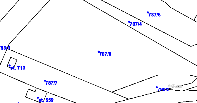 Parcela st. 787/8 v KÚ Želiv, Katastrální mapa