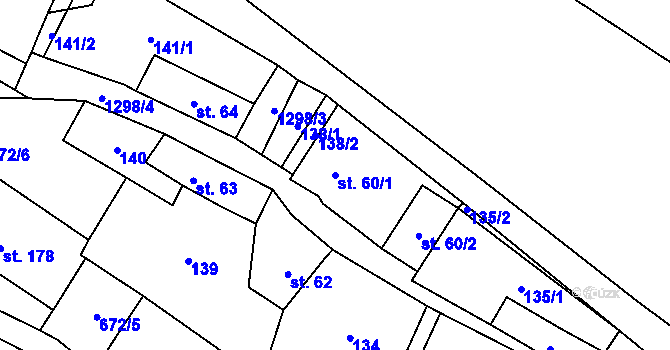Parcela st. 60/1 v KÚ Želiv, Katastrální mapa