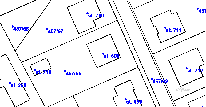 Parcela st. 689 v KÚ Želiv, Katastrální mapa