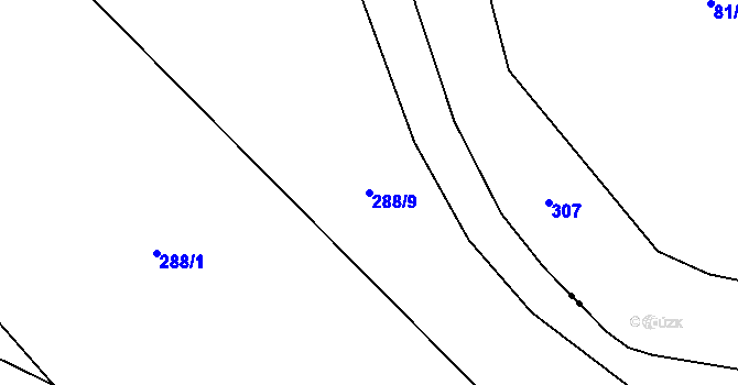 Parcela st. 288/9 v KÚ Želiv, Katastrální mapa