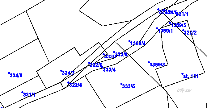 Parcela st. 333/7 v KÚ Želiv, Katastrální mapa