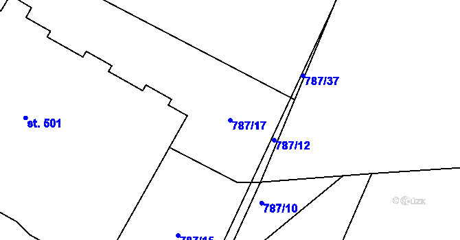 Parcela st. 787/17 v KÚ Želiv, Katastrální mapa