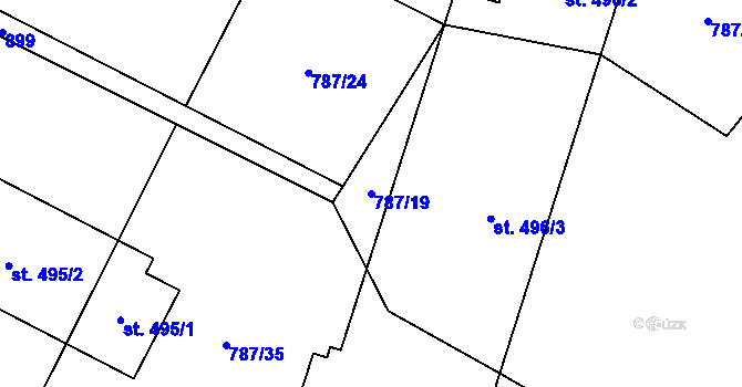 Parcela st. 787/19 v KÚ Želiv, Katastrální mapa