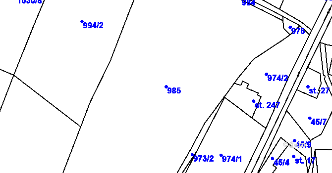 Parcela st. 985 v KÚ Želiv, Katastrální mapa