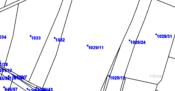Parcela st. 1029/11 v KÚ Želiv, Katastrální mapa