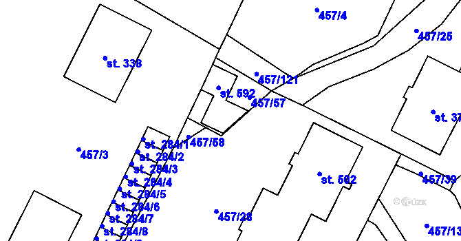 Parcela st. 457/125 v KÚ Želiv, Katastrální mapa