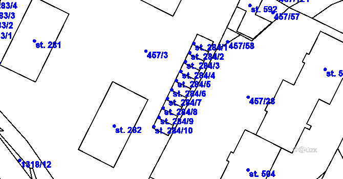 Parcela st. 284/6 v KÚ Želiv, Katastrální mapa