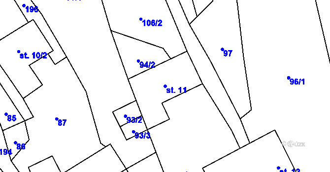 Parcela st. 11 v KÚ Horákova Lhota, Katastrální mapa