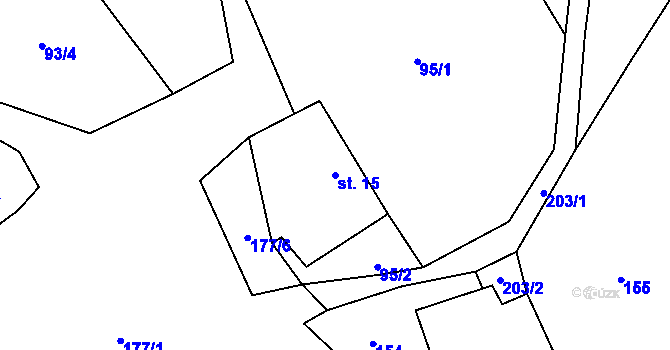 Parcela st. 15 v KÚ Horákova Lhota, Katastrální mapa