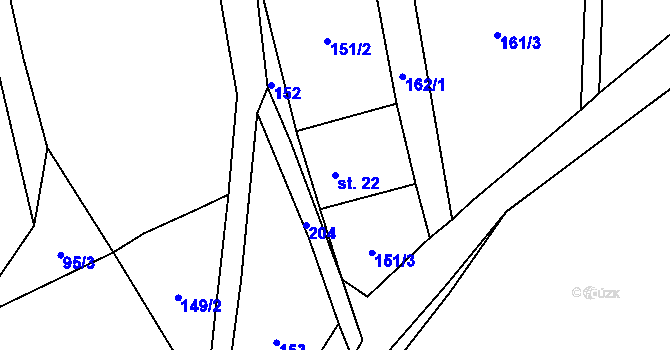 Parcela st. 22 v KÚ Horákova Lhota, Katastrální mapa