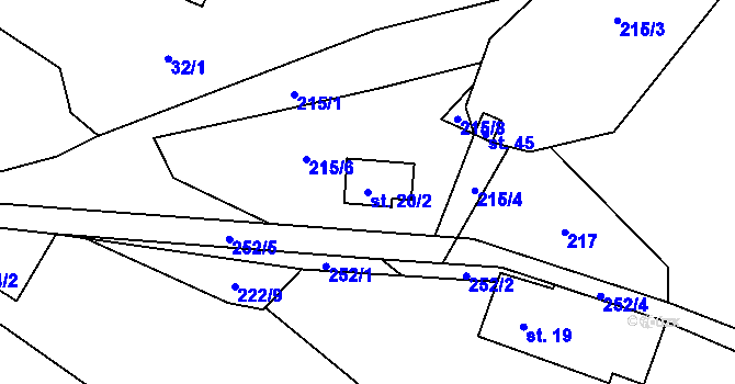 Parcela st. 20/2 v KÚ Želivsko, Katastrální mapa