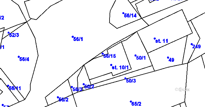 Parcela st. 56/15 v KÚ Želivsko, Katastrální mapa
