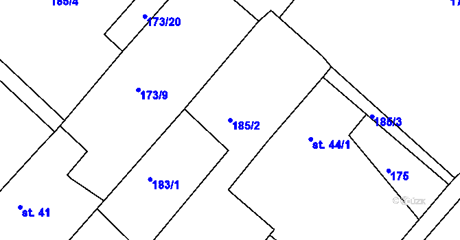 Parcela st. 185/2 v KÚ Medonosy, Katastrální mapa