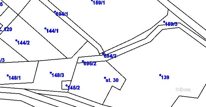 Parcela st. 694/2 v KÚ Medonosy, Katastrální mapa