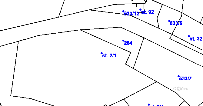 Parcela st. 2/1 v KÚ Sitné, Katastrální mapa