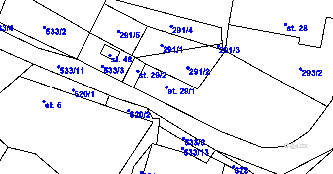 Parcela st. 29/1 v KÚ Sitné, Katastrální mapa