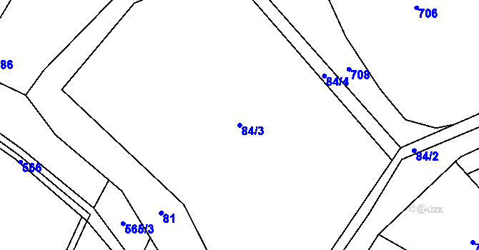 Parcela st. 84/3 v KÚ Sitné, Katastrální mapa