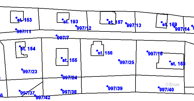 Parcela st. 156 v KÚ Tupadly, Katastrální mapa