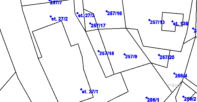 Parcela st. 257/18 v KÚ Tupadly, Katastrální mapa