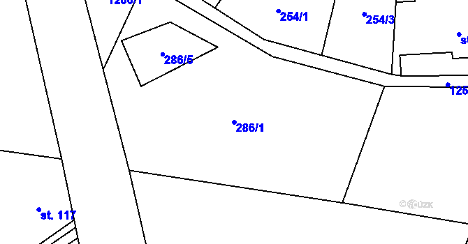 Parcela st. 286/1 v KÚ Tupadly, Katastrální mapa
