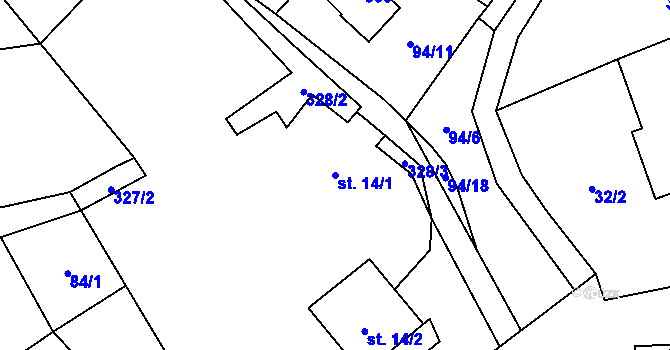 Parcela st. 14/1 v KÚ Dolní Zimoř, Katastrální mapa