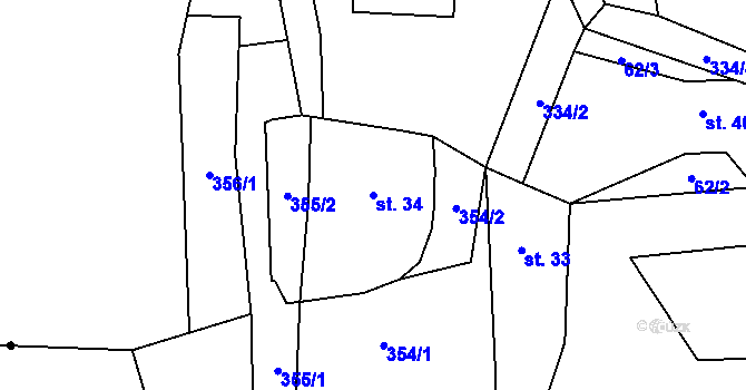 Parcela st. 34 v KÚ Dolní Zimoř, Katastrální mapa