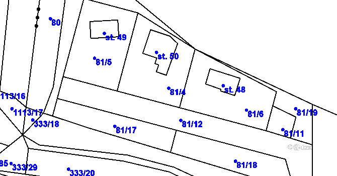 Parcela st. 81/4 v KÚ Dolní Zimoř, Katastrální mapa