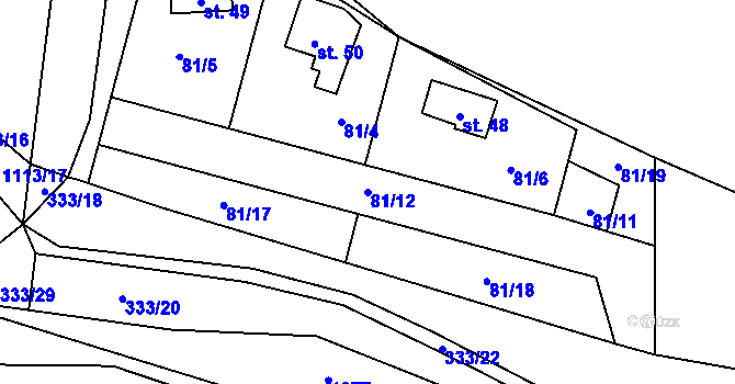 Parcela st. 81/12 v KÚ Dolní Zimoř, Katastrální mapa