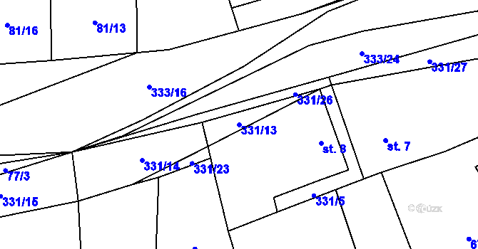 Parcela st. 331/13 v KÚ Dolní Zimoř, Katastrální mapa