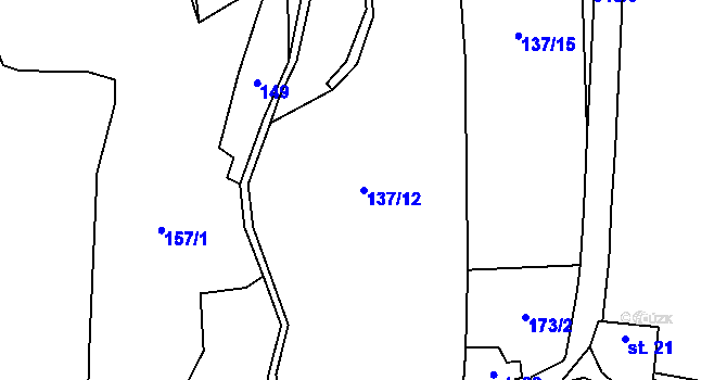Parcela st. 137/12 v KÚ Dolní Zimoř, Katastrální mapa
