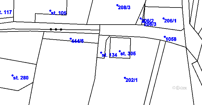 Parcela st. 134 v KÚ Želízy, Katastrální mapa