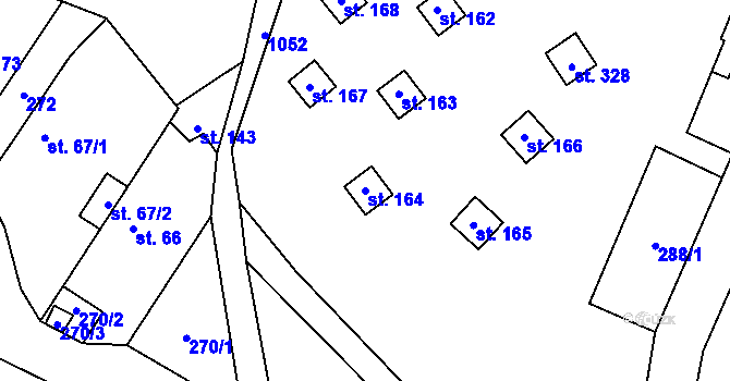 Parcela st. 164 v KÚ Želízy, Katastrální mapa