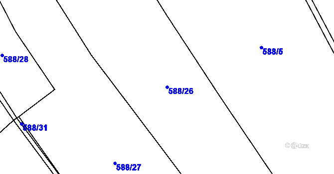 Parcela st. 588/26 v KÚ Želízy, Katastrální mapa