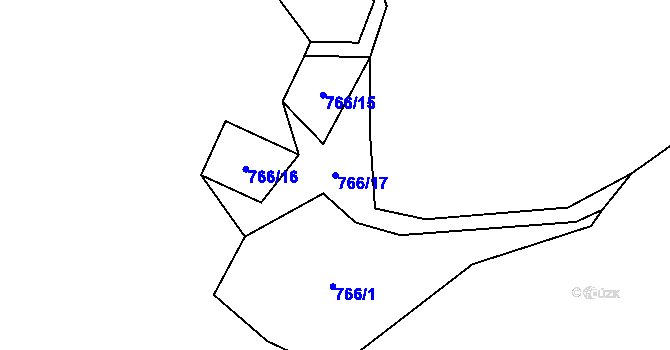 Parcela st. 766/17 v KÚ Želízy, Katastrální mapa