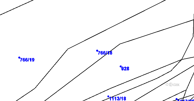 Parcela st. 766/18 v KÚ Želízy, Katastrální mapa