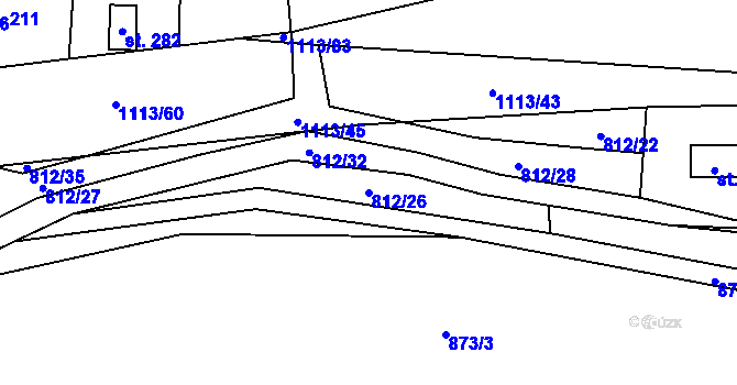 Parcela st. 812/26 v KÚ Želízy, Katastrální mapa
