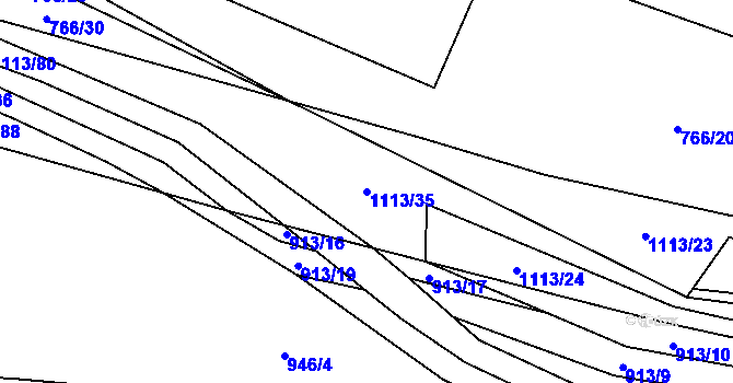 Parcela st. 1113/35 v KÚ Želízy, Katastrální mapa