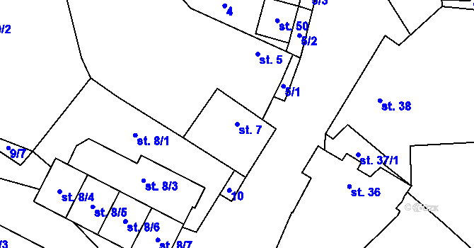 Parcela st. 7 v KÚ Želkovice u Loun, Katastrální mapa
