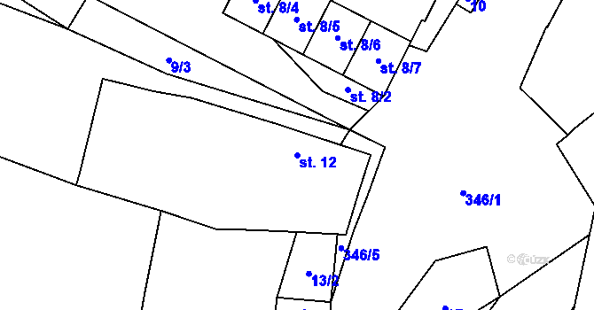 Parcela st. 12 v KÚ Želkovice u Loun, Katastrální mapa