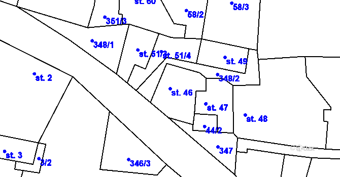 Parcela st. 46 v KÚ Želkovice u Loun, Katastrální mapa