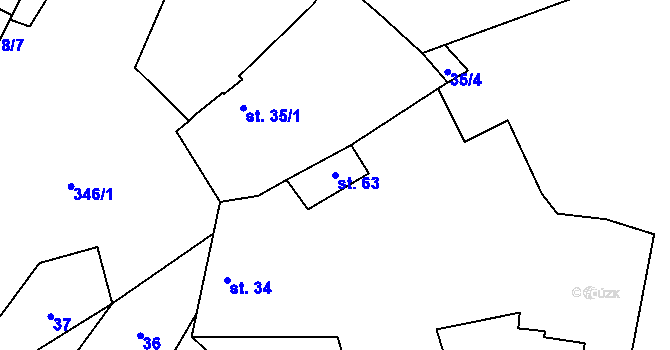 Parcela st. 63 v KÚ Želkovice u Loun, Katastrální mapa