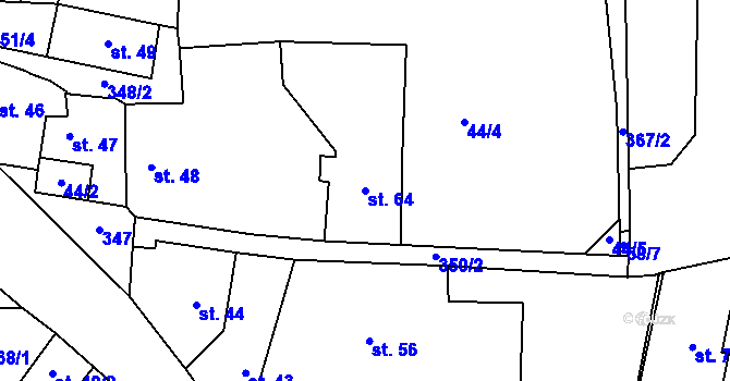 Parcela st. 64 v KÚ Želkovice u Loun, Katastrální mapa