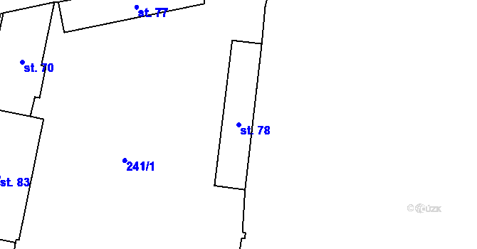 Parcela st. 78 v KÚ Želkovice u Loun, Katastrální mapa