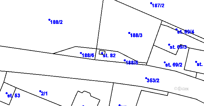 Parcela st. 82 v KÚ Želkovice u Loun, Katastrální mapa
