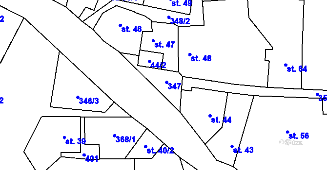 Parcela st. 347 v KÚ Želkovice u Loun, Katastrální mapa
