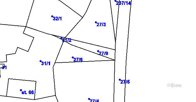 Parcela st. 27/9 v KÚ Želkovice u Loun, Katastrální mapa